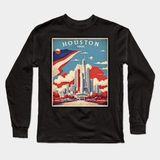 Houston Texas United States of America Tourism Travel Vintage Long Sleeve T-Shirt